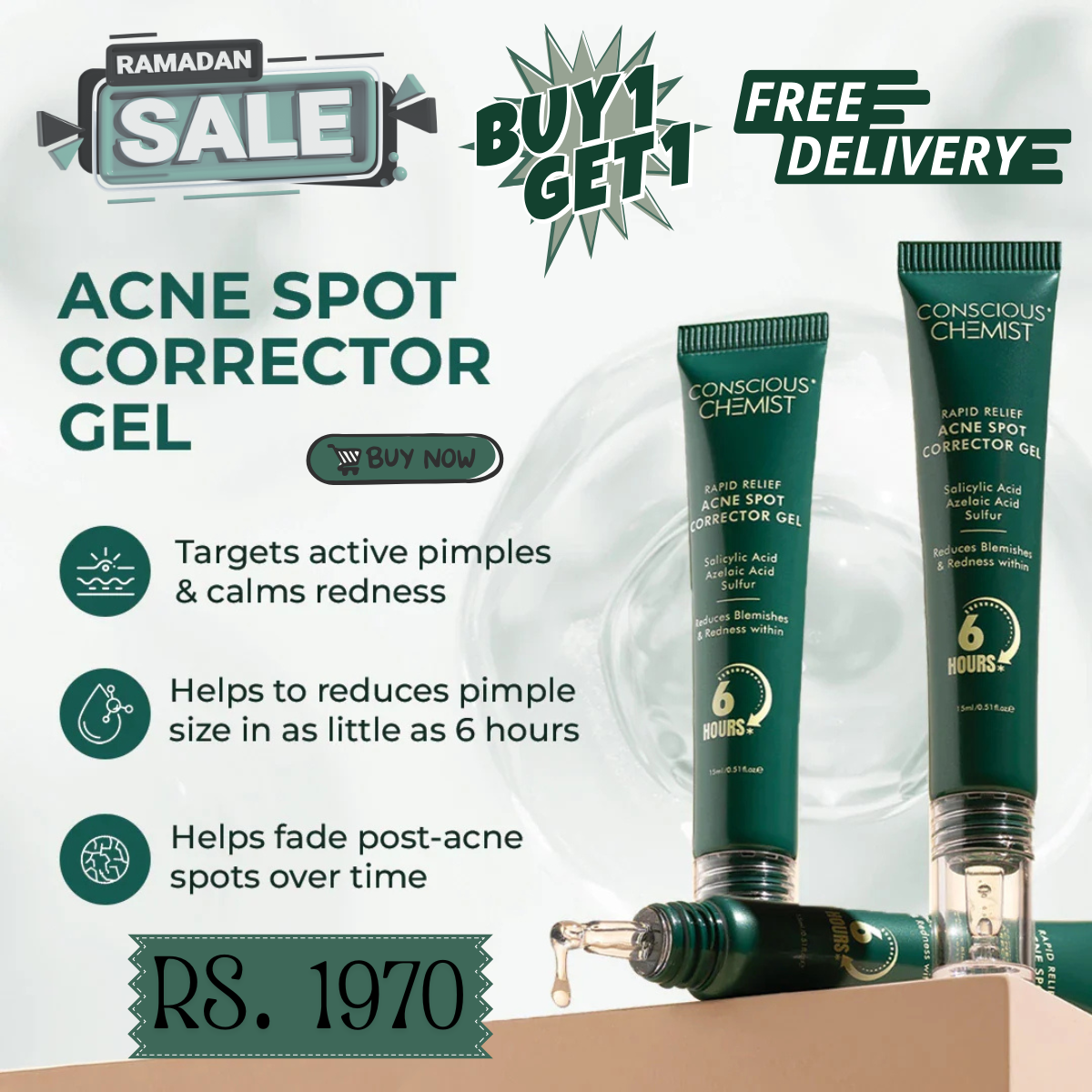 Get Clear Skin Fast – Acne Spot Corrector Gel ( Buy 1 Get 1 FREE )