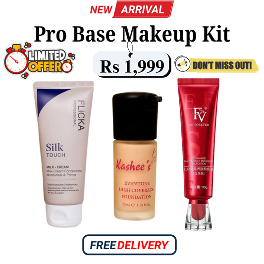 Pro Base Makeup Kit ( Flicka Silk Touch Primer + Kashees Foundation + FV Foundation )